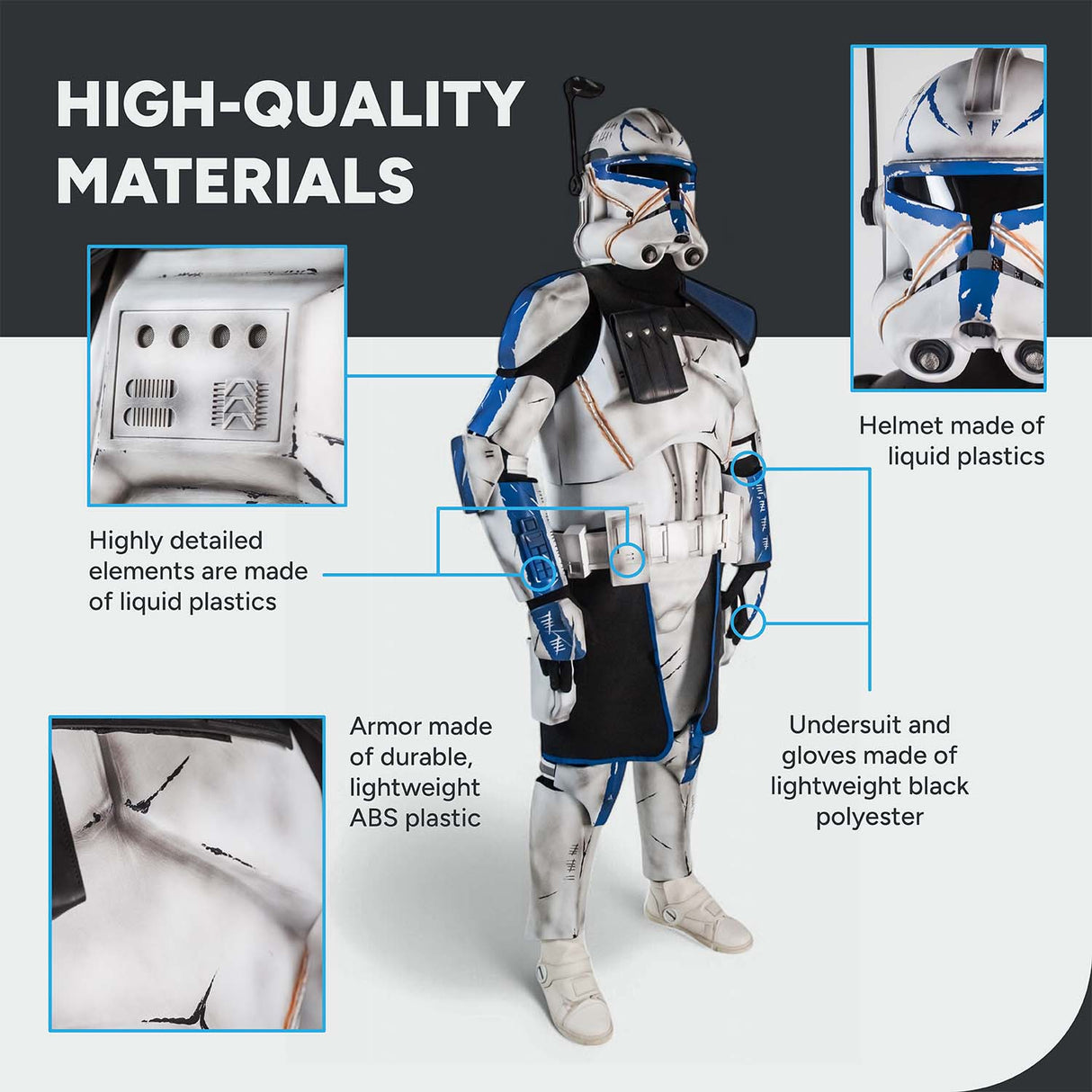 Captain Rex Realistic Clone Trooper Cosplay Armor Costume