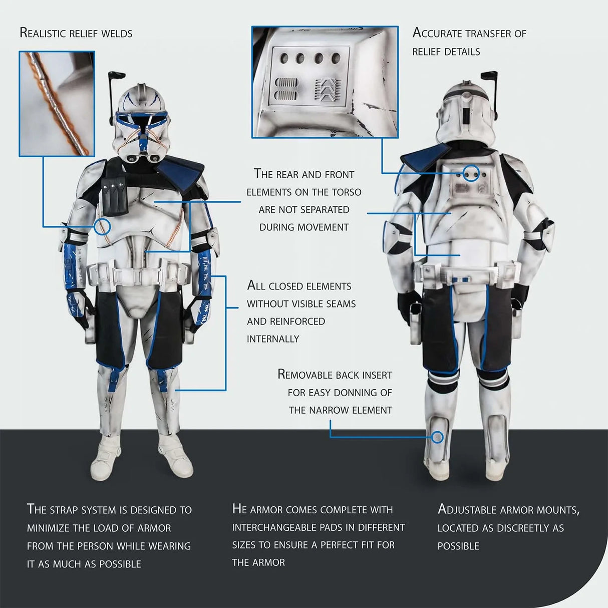 Captain Rex Realistic Clone Trooper Cosplay Armor Costume