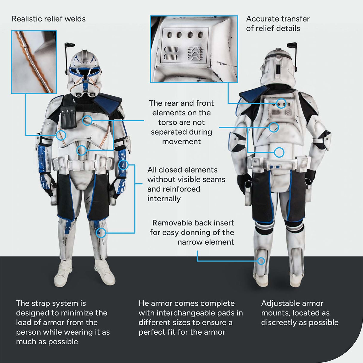 Captain Rex Realistic Clone Trooper Cosplay Armor Costume