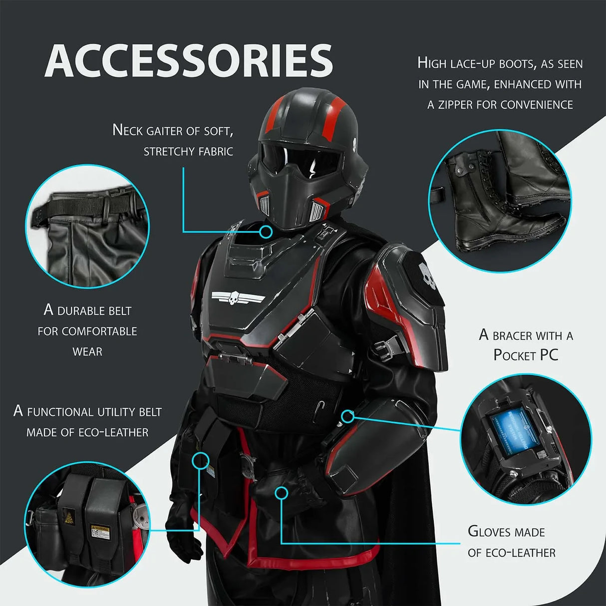 Helldivers B-01 Cosplay Costume - Red