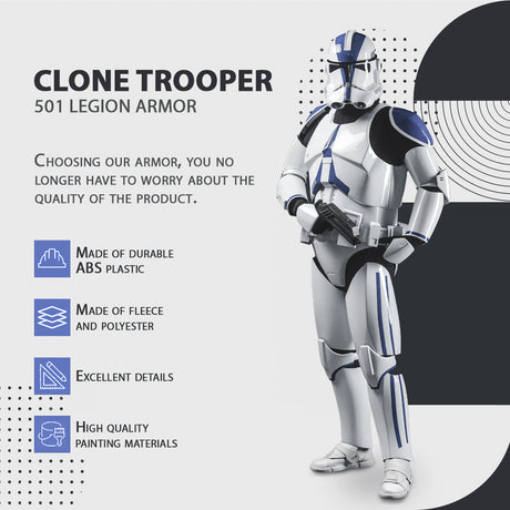 501 Legion Clean Clone Trooper Cosplay Armor Costume