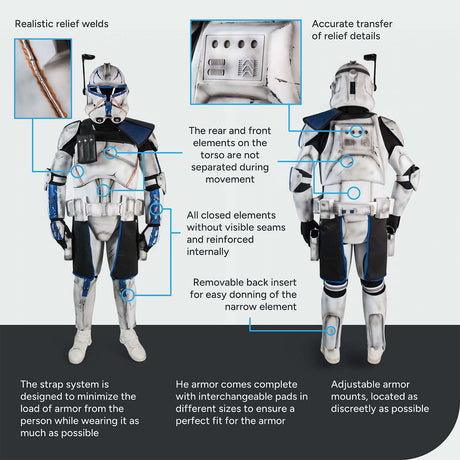 Captain Rex Realistic Clone Trooper Cosplay Armor Costume