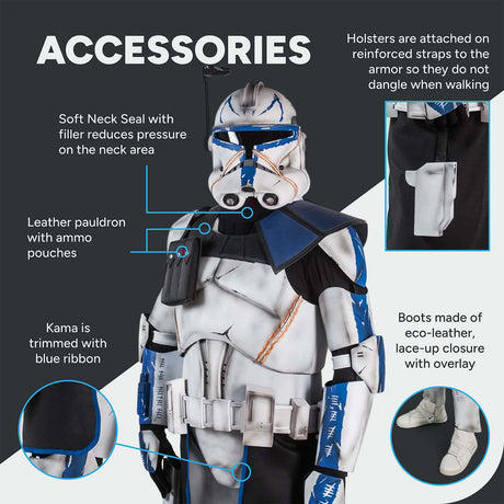 Captain Rex Realistic Clone Trooper Cosplay Armor Costume