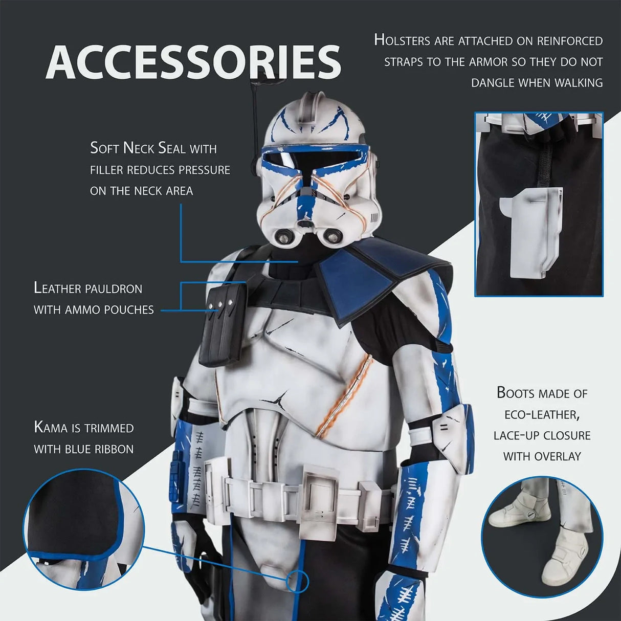Captain Rex Realistic Clone Trooper Cosplay Armor Costume