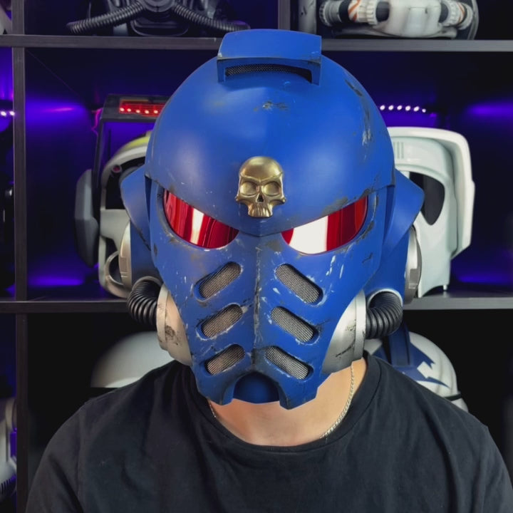 Space Marine Ultramarines Mk X Helmet from Warhammer 40k