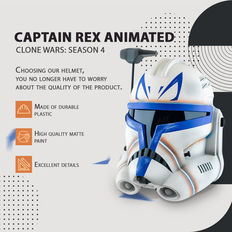 Captain Rex Clone Trooper Phase 2 Helmet from Clone Wars Series from Star Wars / Cosplay Helmet / Commander Helmet / Star Wars Helmet Cyber Craft