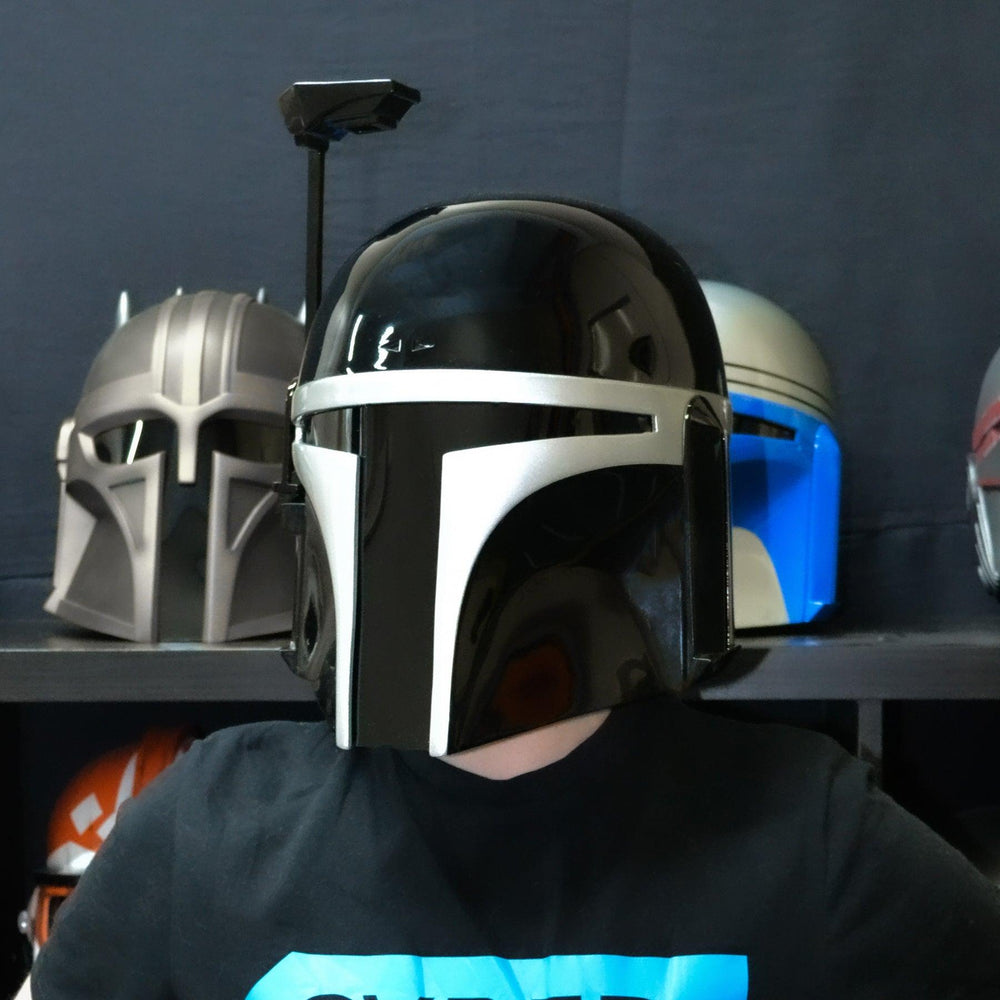 Jango - Black Silver Helmet with LED